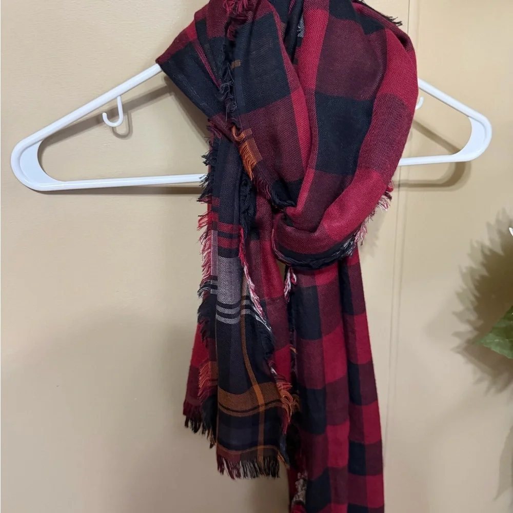 Maurices Red and Black Plaid Scarf